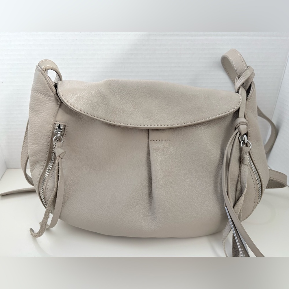 Vince Camuto Pebbled Leather Shoulder Bag in Light Taupe